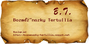 Bozmánszky Tertullia névjegykártya